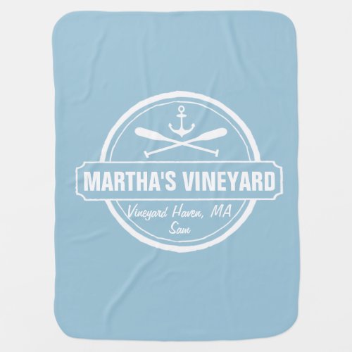 Marthas Vineyard MA town name nautical anchor Baby Blanket