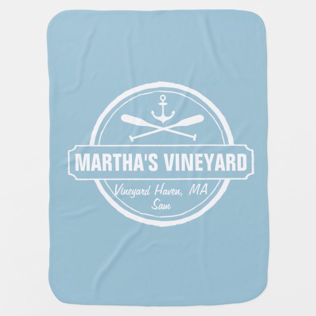 Martha’s Vineyard, MA town, name, nautical anchor Baby Blanket (Front)