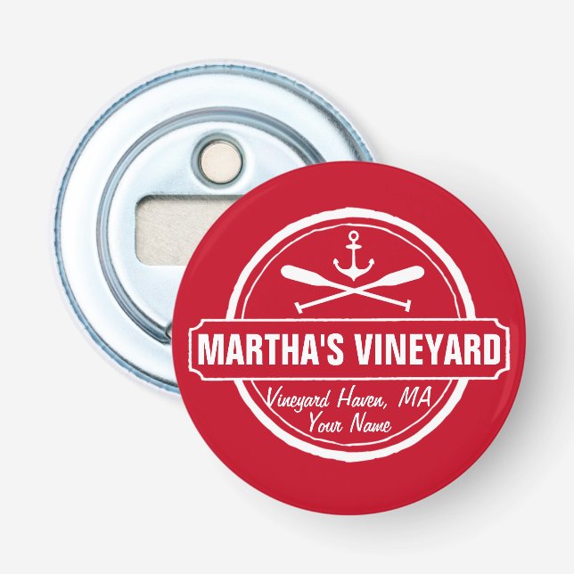 Martha’s Vineyard, MA town, name, nautical anchor Bottle Opener (Front)