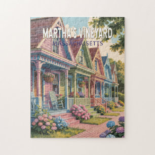Martha’s Vineyard Massachusetts Illustration Retro Jigsaw Puzzle