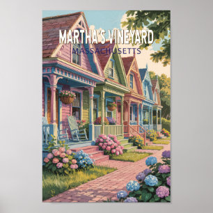 Martha’s Vineyard Massachusetts Illustration Retro Poster