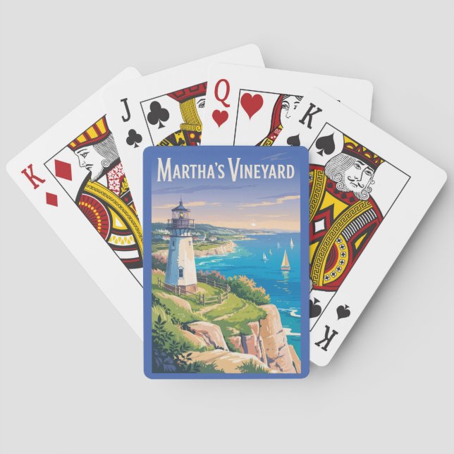 Martha’s Vineyard Massachusetts Lighthouse Travel Poker Cards (Back)