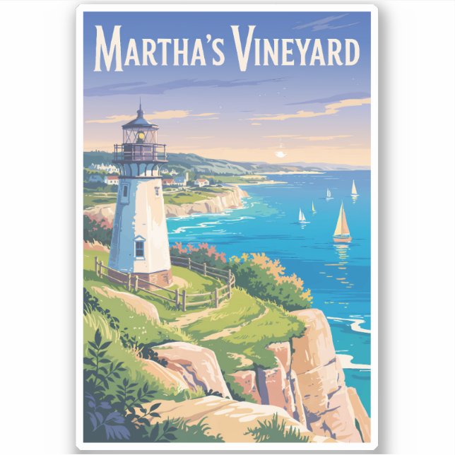 Martha’s Vineyard Massachusetts Lighthouse Travel Sticker (Front)