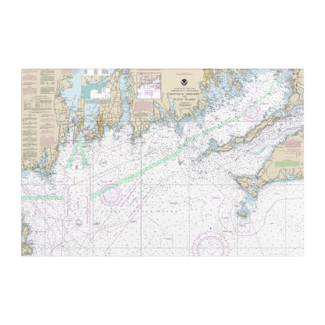 Martha’s Vineyard to Block Island Nautical Chart Acrylic Print (Front)