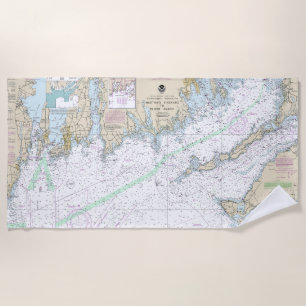 Martha’s Vineyard to Block Island Nautical Chart Beach Towel
