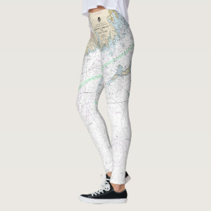 Martha’s Vineyard to Block Island Nautical Chart Leggings