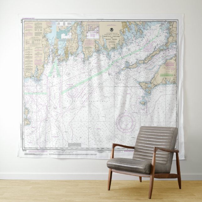 Martha’s Vineyard to Block Island Nautical Chart Tapestry (In Situ (Horizontal))