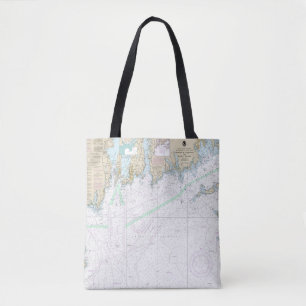 Martha’s Vineyard to Block Island Nautical Chart Tote Bag
