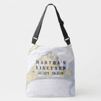 Martha's Vineyar Latitude Longitude Nautical Theme Crossbody Bag