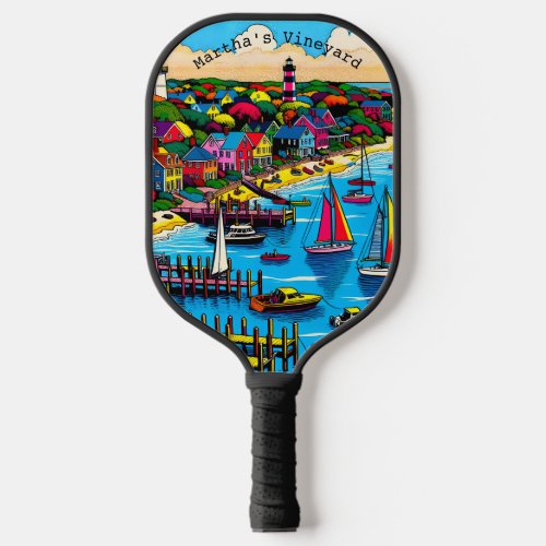 Marthas Vineyard  Abstract Art Personalized Pickleball Paddle