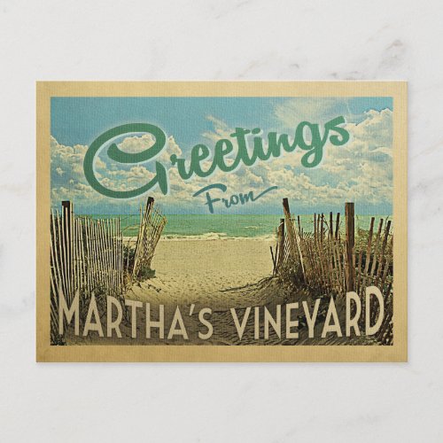 Marthas Vineyard Beach Vintage Travel Postcard