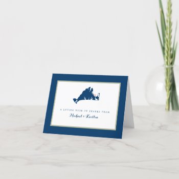 Marthas Vineyard Blue Map With Heart Wedding  Thank You Card by labellarue at Zazzle