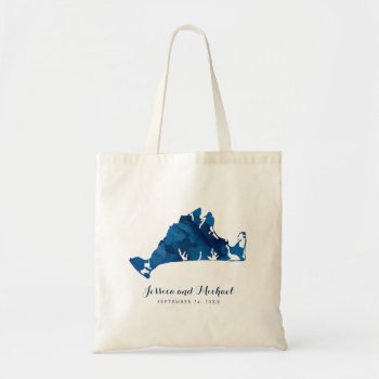 Marthas Vineyard Blue Painted Map Wedding Guest Tote Bag by labellarue at Zazzle