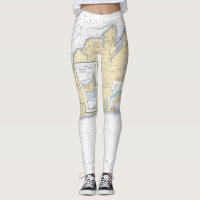 Martha's Vineyard Cape Cod MA Nautical Chart Leggings