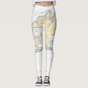 Martha's Vineyard Cape Cod MA Nautical Chart Leggings