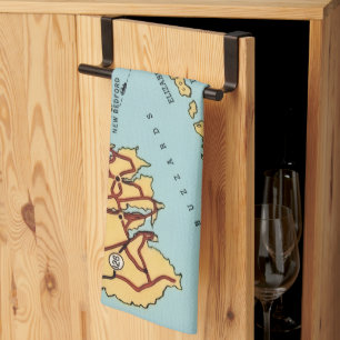 Martha's Vineyard Coast Map Kitchen Towel