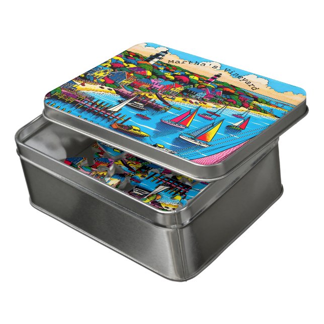 Martha's Vineyard | Colorful Abstract Art Jigsaw Puzzle (Lid Open)