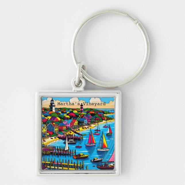 Martha's Vineyard | Colorful Abstract Art Keychain (Front)