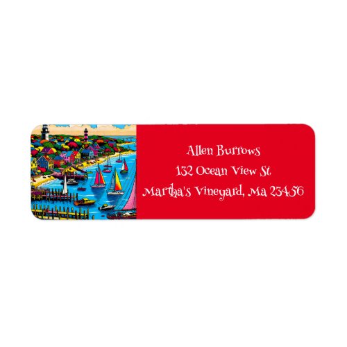 Marthas Vineyard  Colorful Abstract Art Label