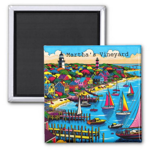 Marthas Vineyard  Colorful Abstract Art Magnet
