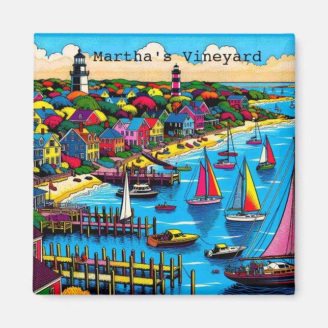 Martha's Vineyard | Colorful Abstract Art Magnet (Front)