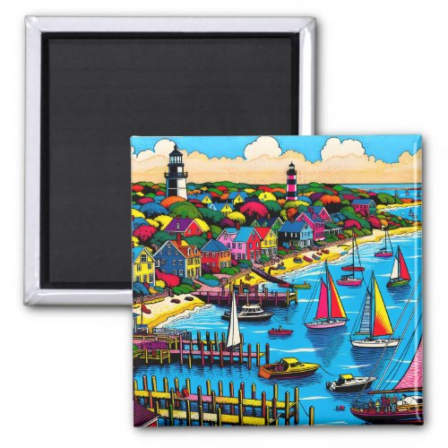 Marthas Vineyard  Colorful Abstract Art Magnet
