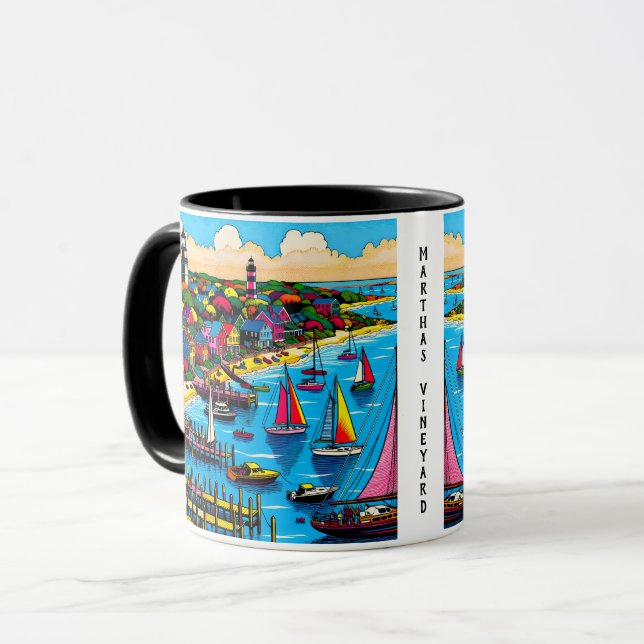 Martha's Vineyard | Colorful Abstract Art Mug (Front Left)