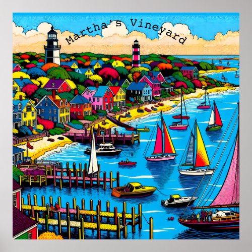 Marthas Vineyard  Colorful Abstract Art Poster