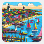 Martha&#39;s Vineyard | Colorful Abstract Art Square Sticker
