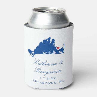 Martha's Vineyard Edgartow Navy Wedding Can Cooler
