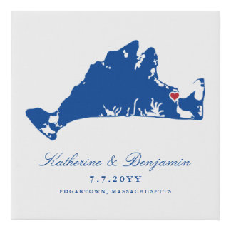 Martha's Vineyard Edgartown Navy Wedding Gift Faux Canvas Print