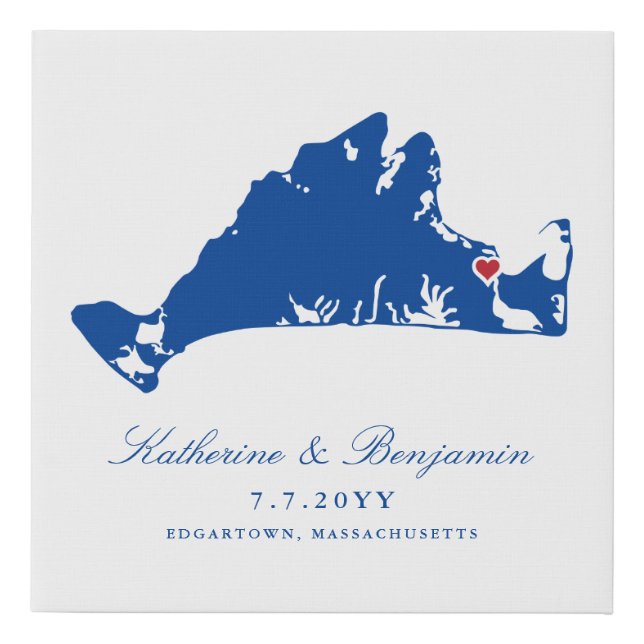 Martha's Vineyard Edgartown Navy Wedding Gift Faux Canvas Print (Front)