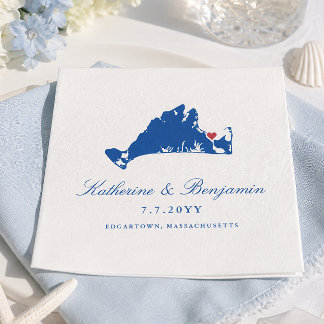 Martha's Vineyard Edgartown Navy Wedding Napkin