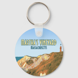 Marthas Vineyard Gay Head Lighthouse Massachusetts Keychain
