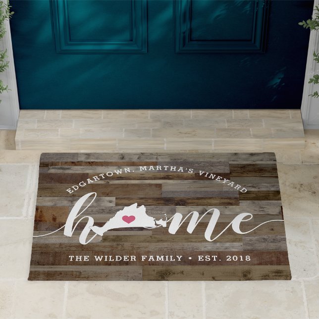 Martha's Vineyard Home Town Personalized Wood Look Doormat (Creator Uploaded)