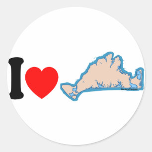 Martha's Vineyard "I Love" Design. Classic Round Sticker