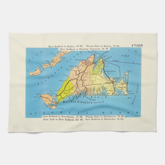 Martha's Vineyard Island Auto Map Kitchen Towel (Horizontal)