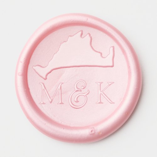 Marthas Vineyard Island Bride Groom Monogram Wax Seal Sticker