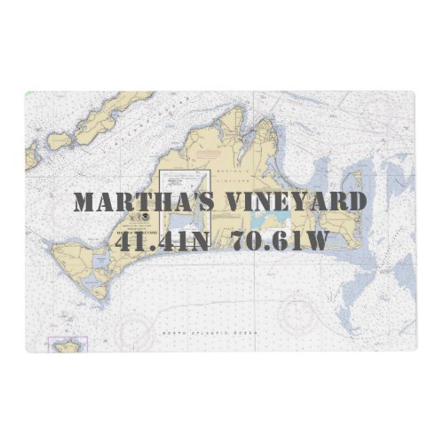 Marthas Vineyard Latitude Longitude Nautical Placemat