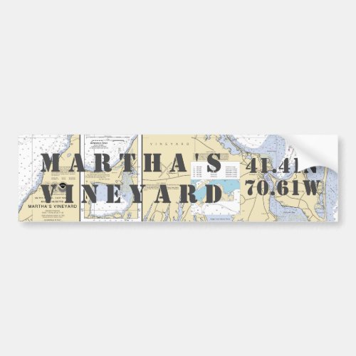 Marthas Vineyard Latitude Longitude Navigation Bumper Sticker