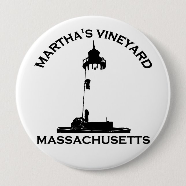 Martha's Vineyard "Lighthouse" Design. Pinback Button (Front)