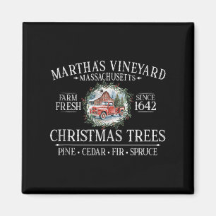 Martha's Vineyard Ma Christmas Trees Red Truck Whi Magnet
