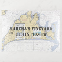 Martha's Vineyard MA Nautical Chart Coordinates Trinket Tray