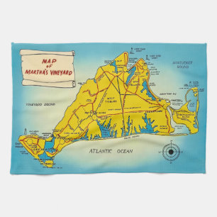 Martha's Vineyard Map  Kitchen Towel