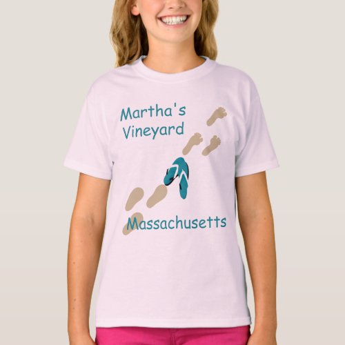Marthas Vineyard Massachusetts Flip_Flops Girls T_Shirt