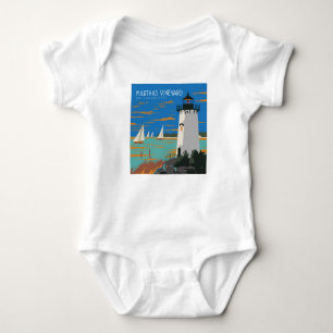 Martha's Vineyard, Massachusetts Lighthouse Baby Bodysuit