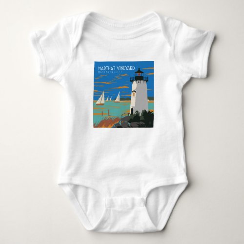 Marthas Vineyard Massachusetts  Lighthouse Baby Bodysuit