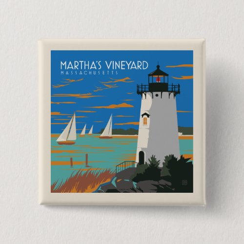 Marthas Vineyard Massachusetts  Lighthouse Button