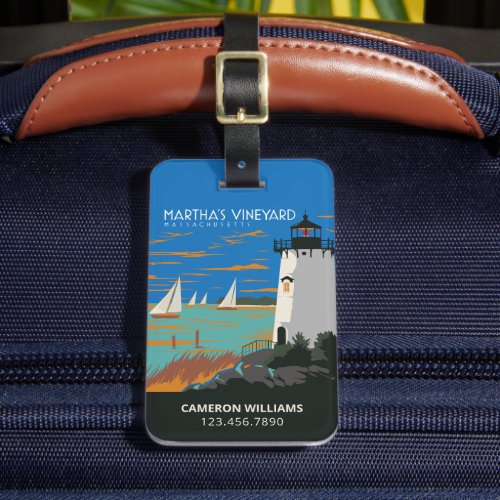 Marthas Vineyard Massachusetts  Lighthouse Luggage Tag