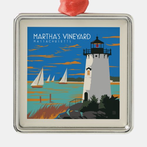 Marthas Vineyard Massachusetts  Lighthouse Metal Ornament